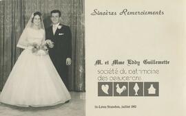 Eddy Guillemette et sa femme, jeunes mariés